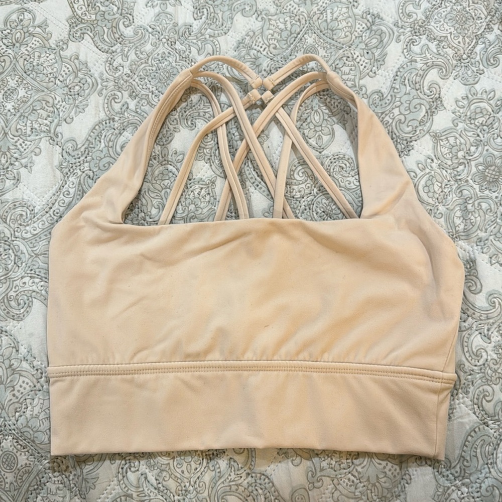 Nude color detailed back sports bra